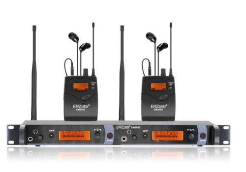 Zazitec Wireless In-Ear Monitor System EM2050 – 1 Transmitter + 2 Headset Receivers 