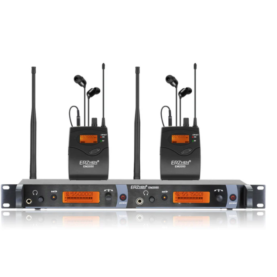 Zazitec Wireless In-Ear Monitor System EM2050 – 1 Transmitter + 2 Headset Receivers-1