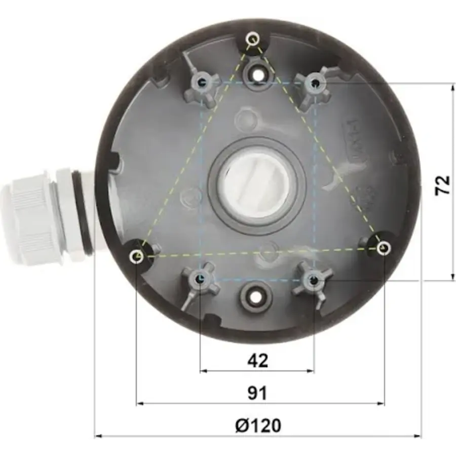 Hikvision DS-1280ZJ-DM46 – Junction Box voor Domecamera’s – Aluminium – Binnen & Buiten-3