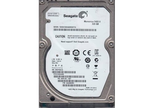 Seagate 320GB 2.5" Interne Harde Schijf – SATA – Betrouwbaar & Energiezuinig – Ideaal voor Laptop & Externe Opslag 