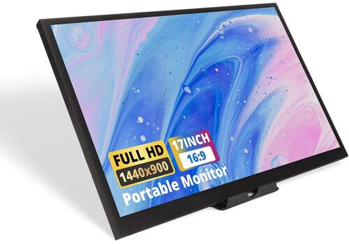 Zazitec 17" Draagbare Monitor – HD 1440×900 – 60Hz – USB-C & HDMI – Extern Scherm voor Laptop, PC, Telefoon & Gaming 