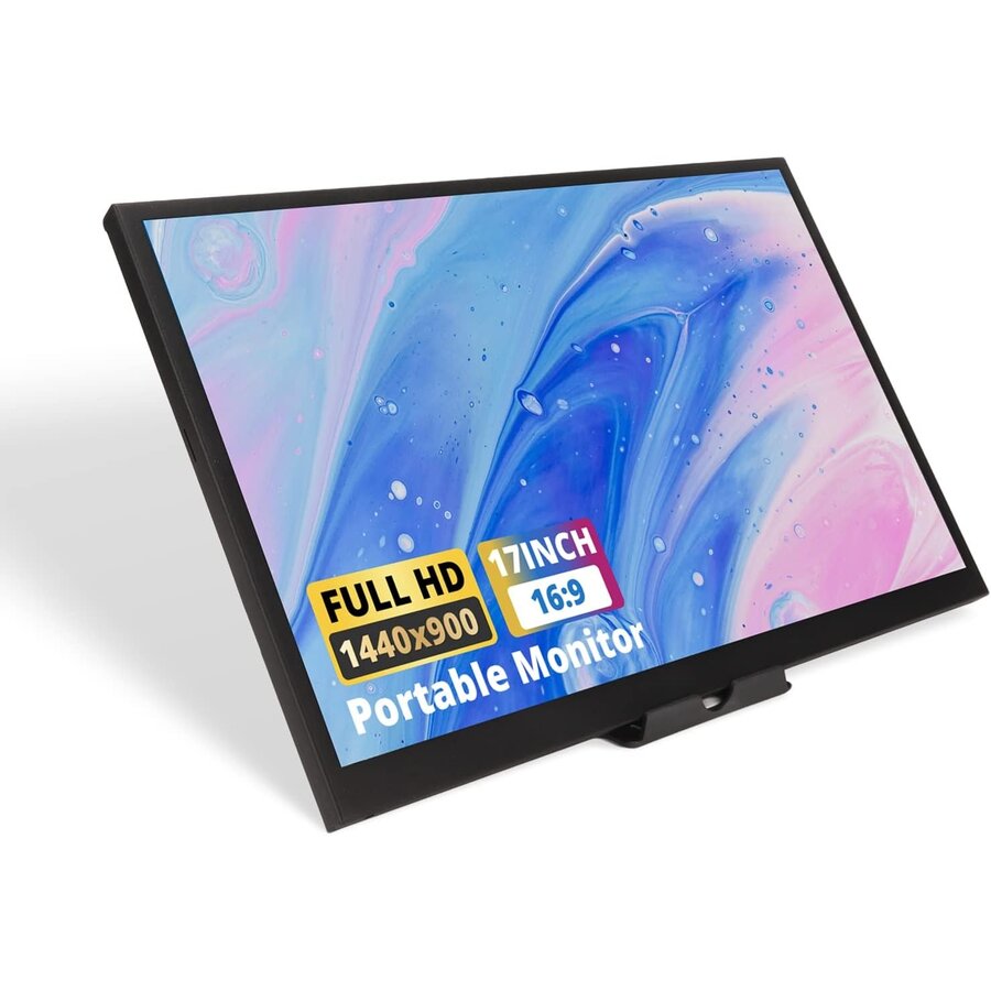 Zazitec 17" Draagbare Monitor – HD 1440×900 – 60Hz – USB-C & HDMI – Extern Scherm voor Laptop, PC, Telefoon & Gaming-1