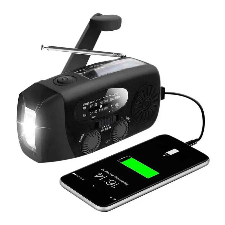Zazitec Solar Crank Emergency Radio – AM/FM – Powerbank – Solar & Hand Crank – Zaklamp – Noodradio & Telefoonlader-6