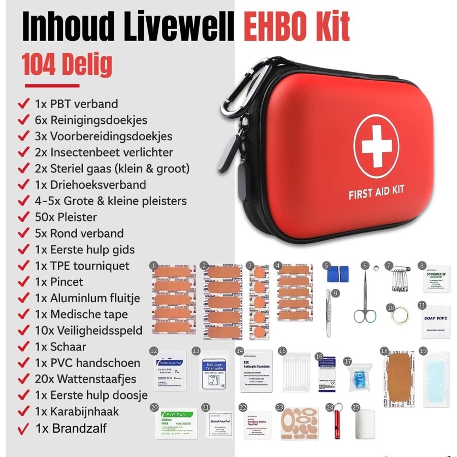Zazitec First Aid EHBO Kit – Complete Eerste Hulp Set – Compact & Waterbestendig – Ideaal voor Thuis, Auto, Werk & Outdoor-2