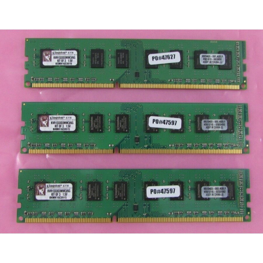 Kingston KVR1333D3N9K3/6G – 6GB (3×2GB) DDR3 1333MHz DIMM Desktop Geheugen-Kit – Betrouwbaar & Triple-Channel-Ready-1
