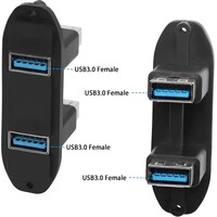 thumb-Zazitec Dual USB 3.0 Paneel Connector - 2 Poorts USB 3.0 (v) naar USB 3.0 (v) - Panel Mount Coupler - Extender voor Bureau, Muur en Panelen - Zwart-2