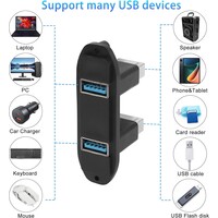 thumb-Zazitec Dual USB 3.0 Paneel Connector - 2 Poorts USB 3.0 (v) naar USB 3.0 (v) - Panel Mount Coupler - Extender voor Bureau, Muur en Panelen - Zwart-5