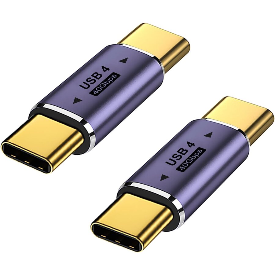 Zazitec USB-C naar USB-C Adapter - Set van 2 - Male to Male - 100W Power Delivery - 40Gbps Dataoverdracht - 8K Video - Paars-1