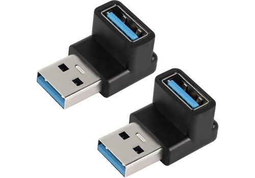 Zazitec USB 3.1 Adapter - 90 Graden - Rechtshoekig - USB-A Male naar USB-A Female - 10Gbps - Ruimtebesparend - Set van 2 - Zwart 