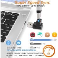 thumb-Zazitec USB 3.1 Adapter - 90 Graden - Rechtshoekig - USB-A Male naar USB-A Female - 10Gbps - Ruimtebesparend - Set van 2 - Zwart-2