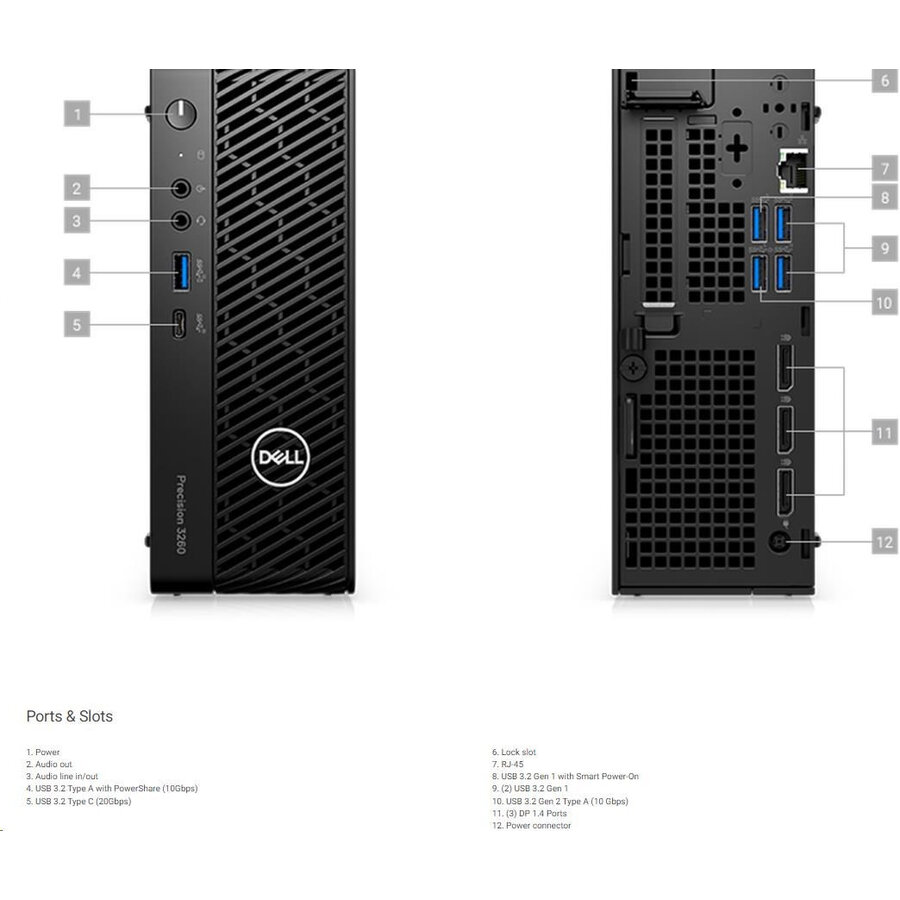 Dell Precision 3260 CFF | Intel® Core™ i7-12700 | 16GB DDR5 | 512GB SSD | NVIDIA T1000 | Windows 10 Pro-3