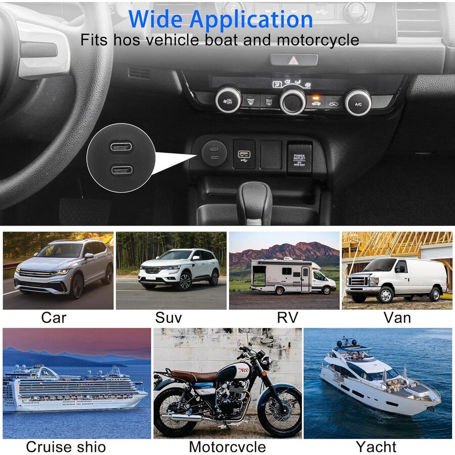 Dual USB-C naar USB 3.0 Flush Mount Kabel – Waterdichte Inbouw Adapter met Schroefdraad-3