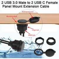 thumb-Dual USB-C naar USB 3.0 Flush Mount Kabel – Waterdichte Inbouw Adapter met Schroefdraad-5