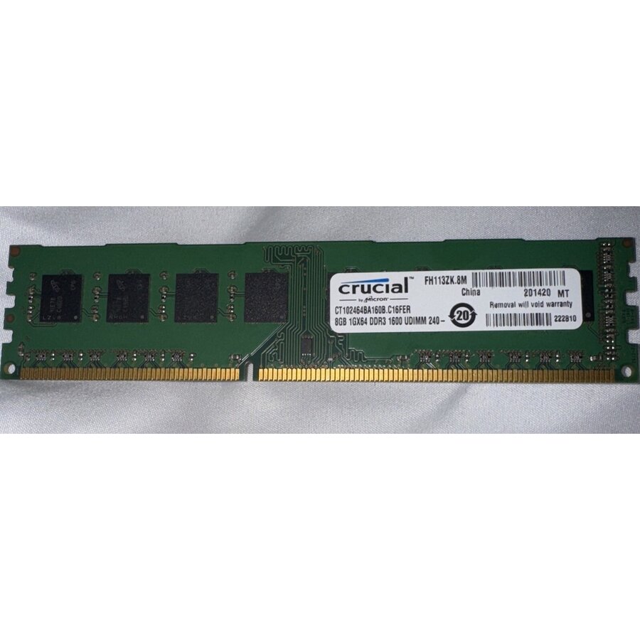 Crucial 8GB DDR3 Desktopgeheugen – 1600 MHz UDIMM | CT102464BA160B.C16FER-1