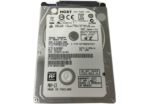 HGST 500GB 2.5" interne harde schijf – SATA (3Gb/s/6Gb/s), 5400 RPM (7200 RPM variant mogelijk) 