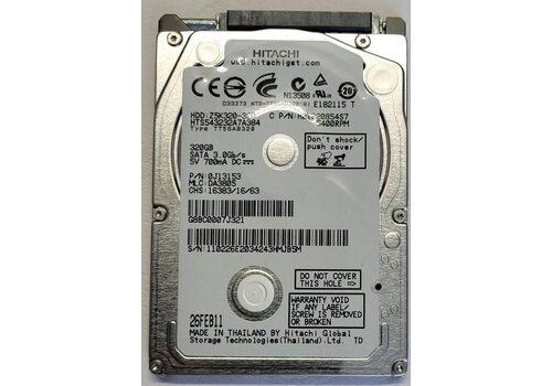 Hitachi 320GB 2.5" interne harde schijf – SATA (3Gb/s/6Gb/s), 5400 RPM (7200 RPM variant mogelijk) 