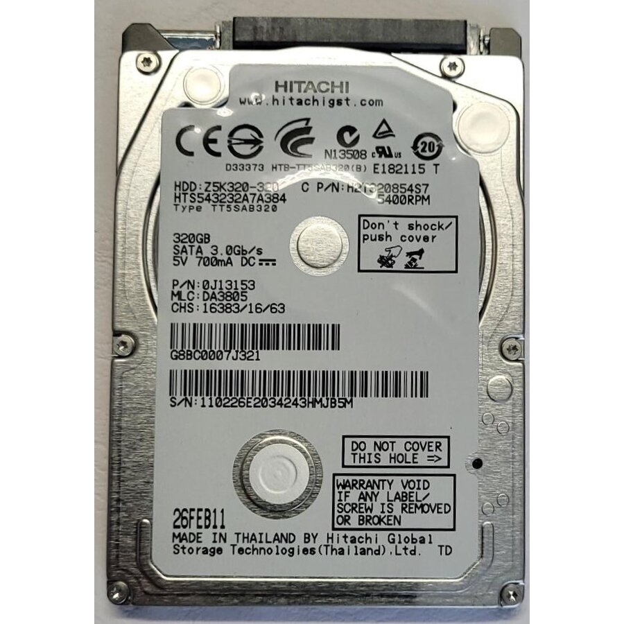 Hitachi 320GB 2.5" interne harde schijf – SATA (3Gb/s/6Gb/s), 5400 RPM (7200 RPM variant mogelijk)-1