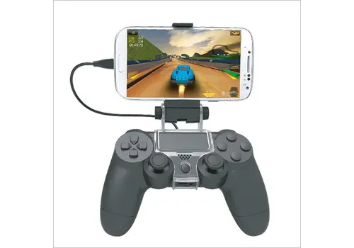 Zazitec Controller Houder Clip voor PlayStation 4 en smartphone – PS4 DualShock 4 controller met telefoonhouder (inclusief micro-USB kabel) 