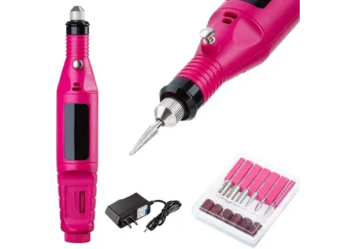 ZAZITEC Elektrische Nagelfrees / Detail Carver – Variabele Snelheid (3.000–20.000 RPM) voor Carving, Engraving, Routing, Grinding, Sharpening, Sanding, Polishing en Drilling - Roze 