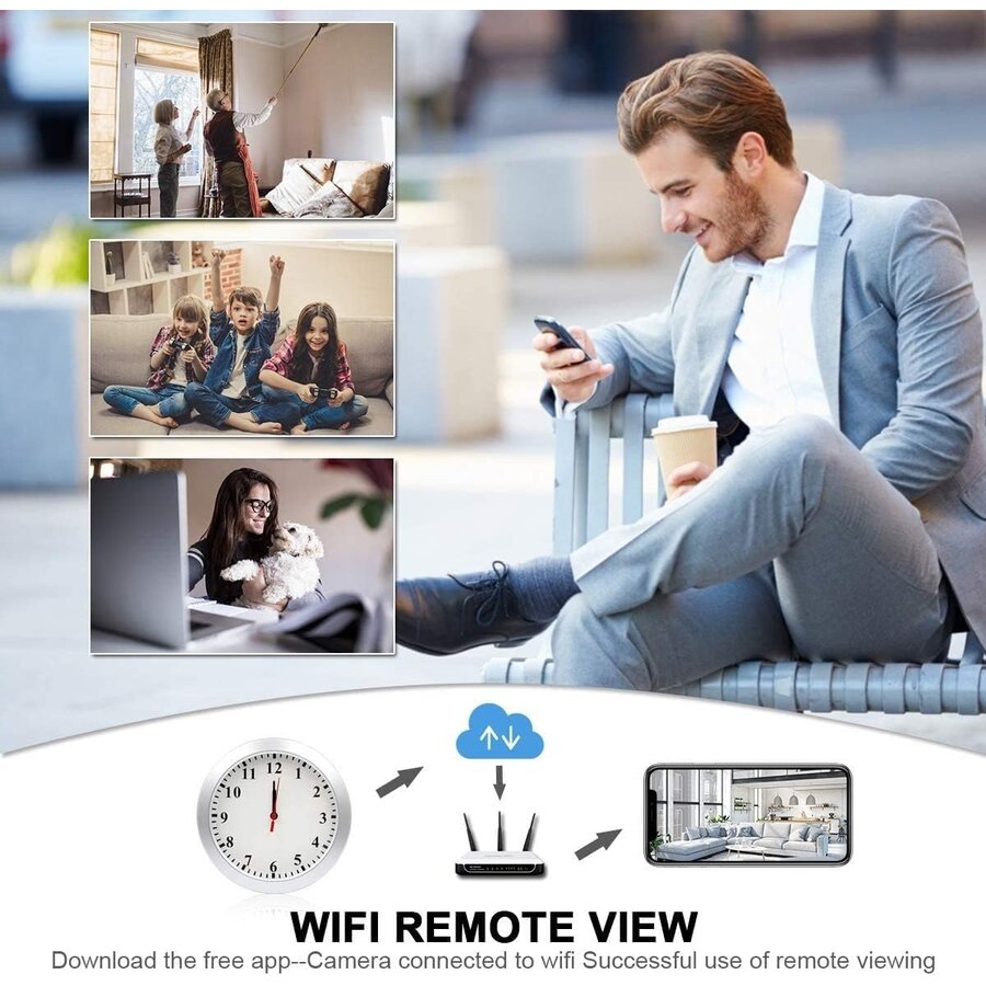 Zazitec Verborgen Spy Camera Wandklok – 1080P HD WiFi Beveiligingscamera | Bewegingsdetectie & App-toezicht (Geen Audio)-3