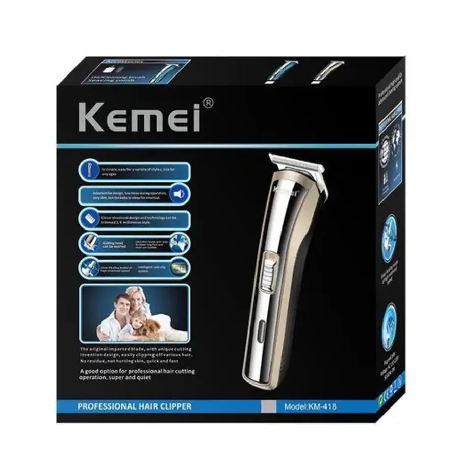 Kemei KM-418 Professionele Draadloze Tondeuse & Trimmer – Compact en Oplaadbaar | Voor Haarlijnen en Baard-1