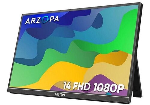 Arzopa A1S Draagbare Monitor – 14 Inch FHD 1080P – IPS Scherm | USB-C & HDMI – Compact & Lichtgewicht 