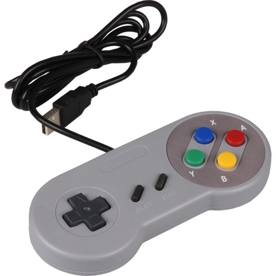 Zazitec Retro USB Gamepads voor Raspberry Pi, PC & Mac – Set van 2 | Klassiek SNES Design – Grijs-2