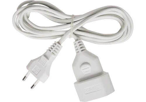 Zazitec® Verlengsnoer 3 Meter – Plat Design – Eurostekker | 3M Verlengkabel – Wit 