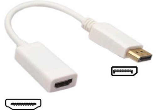 Zazitec DisplayPort (Male) naar HDMI (Female) Adapter – 20cm | 4K Ultra HD – Wit 