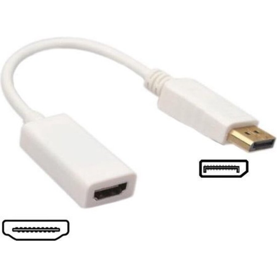 Zazitec DisplayPort (Male) naar HDMI (Female) Adapter – 20cm | 4K Ultra HD – Wit-1