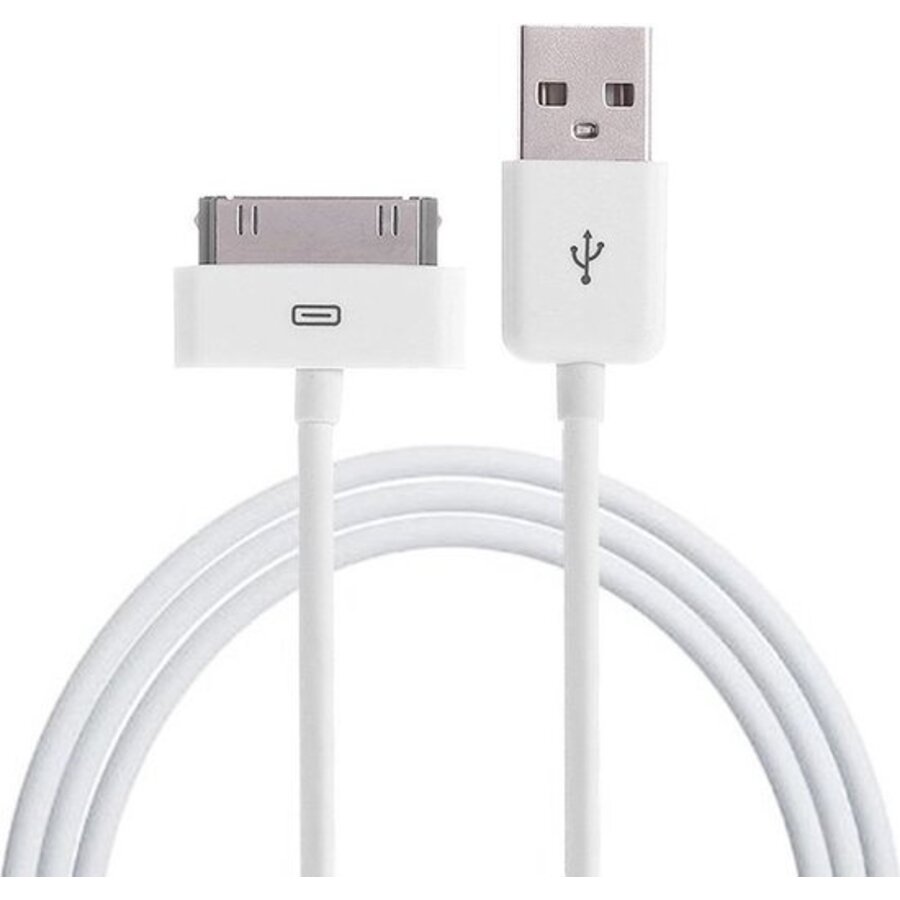 Zazitec® USB-A naar iPhone 30-pins Dock Kabel – 1 Meter | Voor iPhone 4/4S, iPad 1/2/3 & iPod – Wit-1