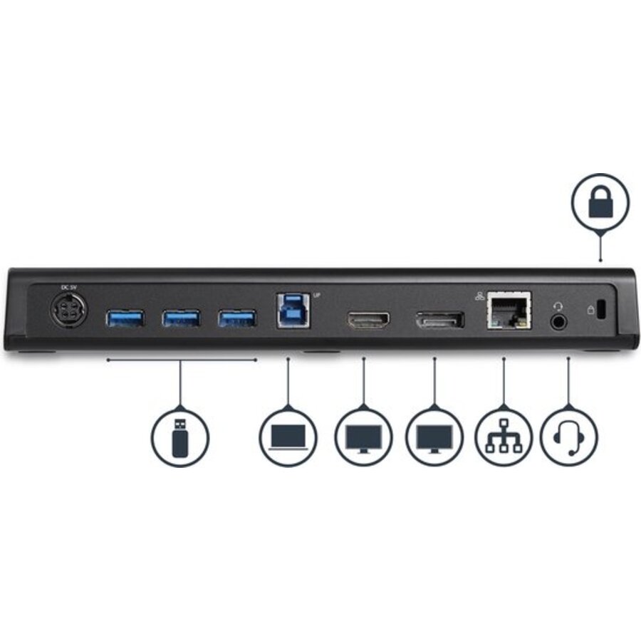 StarTech.com USB 3.0 Laptop Docking Station – 4K DisplayPort & HDMI – Gigabit Ethernet | USB3DOCKHDPC – Verticaal Design-3