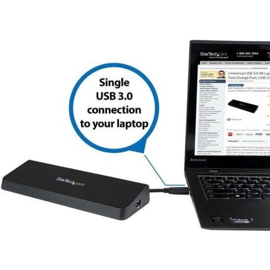 StarTech.com USB 3.0 Laptop Docking Station – 4K DisplayPort & HDMI – Gigabit Ethernet | USB3DOCKHDPC – Verticaal Design-8