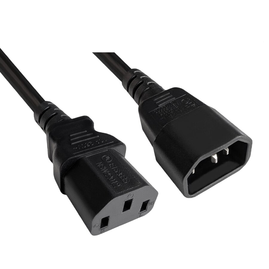 MAG-Kabel – DINIC Voedingsverlengstuk C13 naar C14 – 20cm | IEC Verlengkabel voor PC & Server – Zwart-1