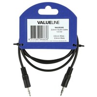Valueline AUX Kabel – 1 Meter | 3.5mm Stereo Jack naar Jack Audiokabel – Hoogwaardige Audioverbinding – Zwart