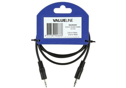 Valueline AUX Kabel – 1 Meter | 3.5mm Stereo Jack naar Jack Audiokabel – Hoogwaardige Audioverbinding – Zwart 