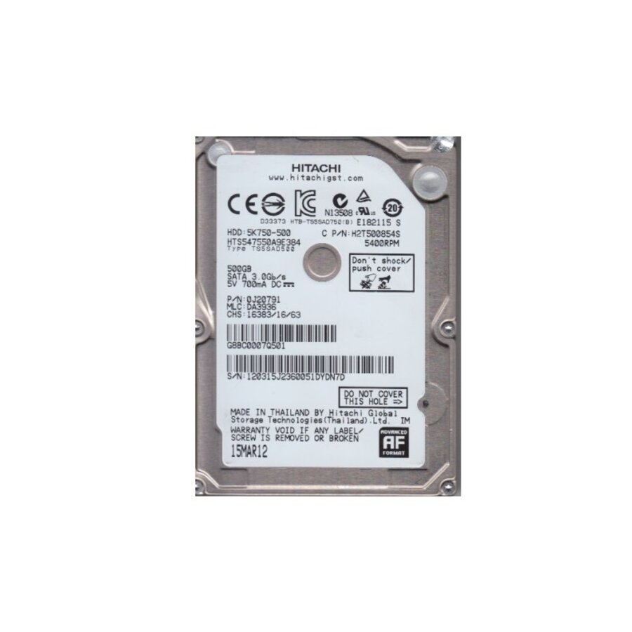 Hitachi 5K750-500 – 500GB – 2.5" SATA HDD – 9.5mm – 5400 RPM-1
