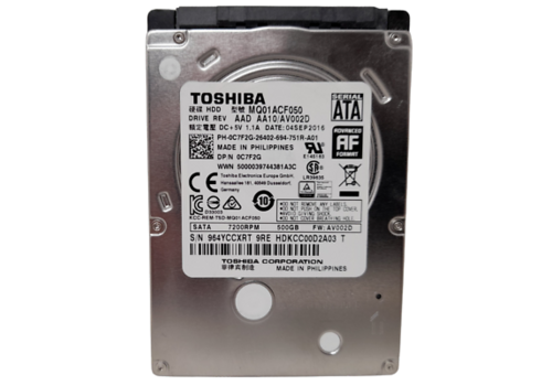Toshiba MQ01ACF050 – 500GB – 2.5" SATA HDD – 7mm – 7200 RPM – 16MB cache 
