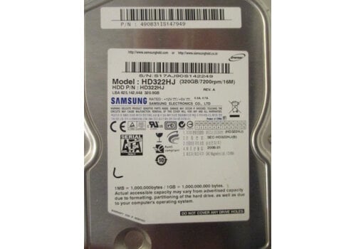 Samsung HD322HJ – 320GB – 3.5" SATA HDD – 9.5mm – 7200 RPM – 16MB cache 