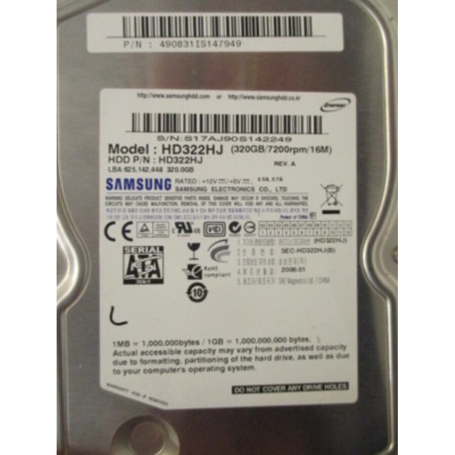 Samsung HD322HJ – 320GB – 3.5" SATA HDD – 9.5mm – 7200 RPM – 16MB cache-1