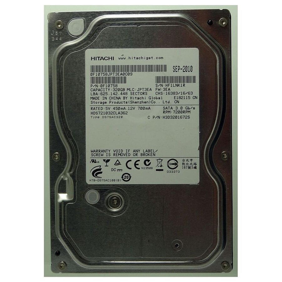 Hitachi HDS721032CLA362 – 320GB – 3.5" SATA HDD – 9.5mm – 7200 RPM-1