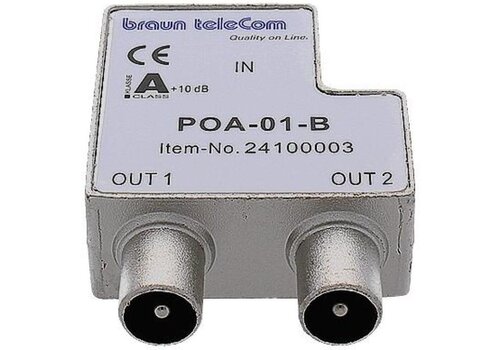 Braun Telecom POA 01-B Tweevoudige TV-opdrukverdeler (Enddop) 