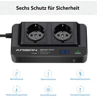 thumb-Zazitec 200W Auto-inverter met LCD – 12V DC ingang naar 230V AC – 2x AC stopcontacten + 4 USB-poorten-4
