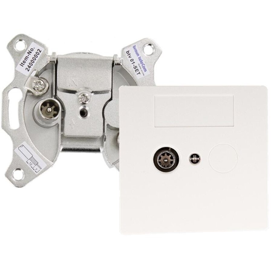 Braun Telecom wandcontactdoos BTV 01-SET inc. afdekplaat (Ziggo gecertificeerd)-1