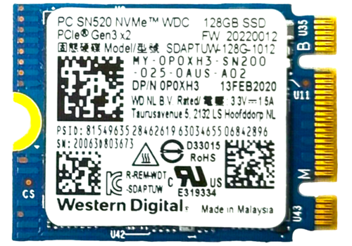 Western Digital PC SN520 NVMe SSD 128GB M.2 PCIe Gen3 x2 – SDAPTUW-128G-1012 OEM Solid State Drive 