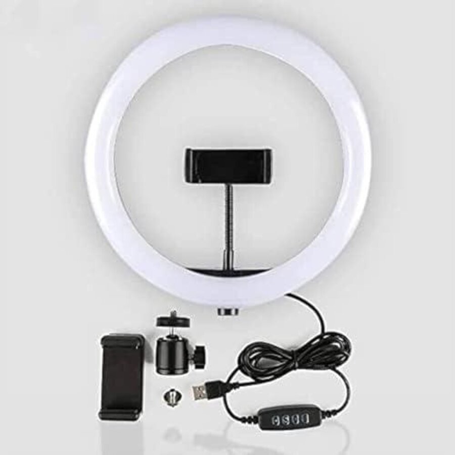 Zazitec BH472A LED Ring Light Set – 10 inch ringlamp met statief, smartphonehouder, USB voeding en instelbare lichtstanden voor fotografie, video en livestreaming-2