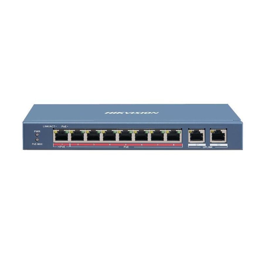 Hikvision DS-3E031 Unmanaged Ethernet Switch 8×10/100 Mbps PoE + 2× Gigabit uplink 110W PoE budget CCTV netwerk switch-2