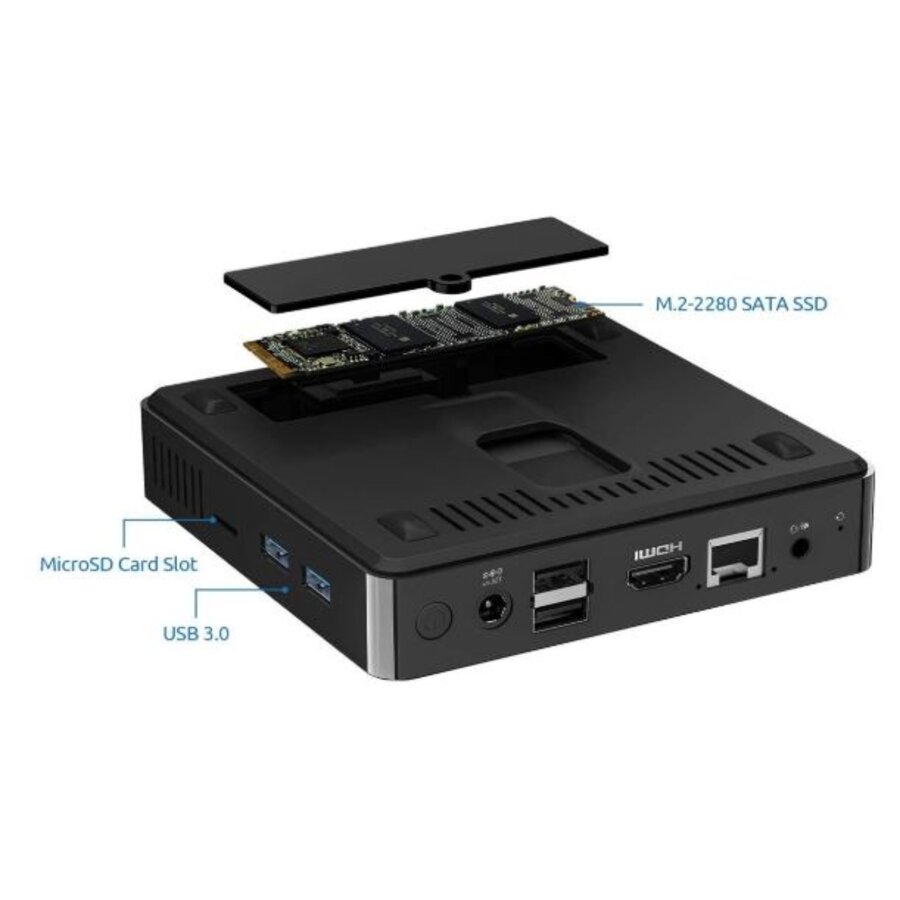 BMAX B1 Pro mini PC Intel Gemini Lake Celeron N4000 8GB LPDDR4 128GB eMMC Windows 11 Pro compacte desktop computer met HDMI 4K dual display en WiFi Bluetooth-4