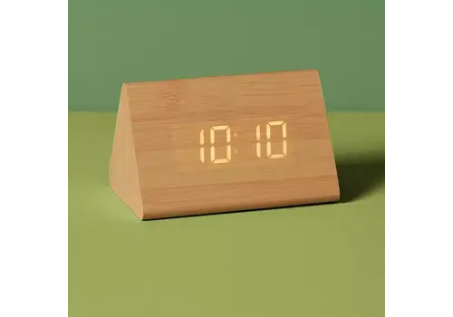 Zazitec houten digitale wekker Wake Up LED klok beige 