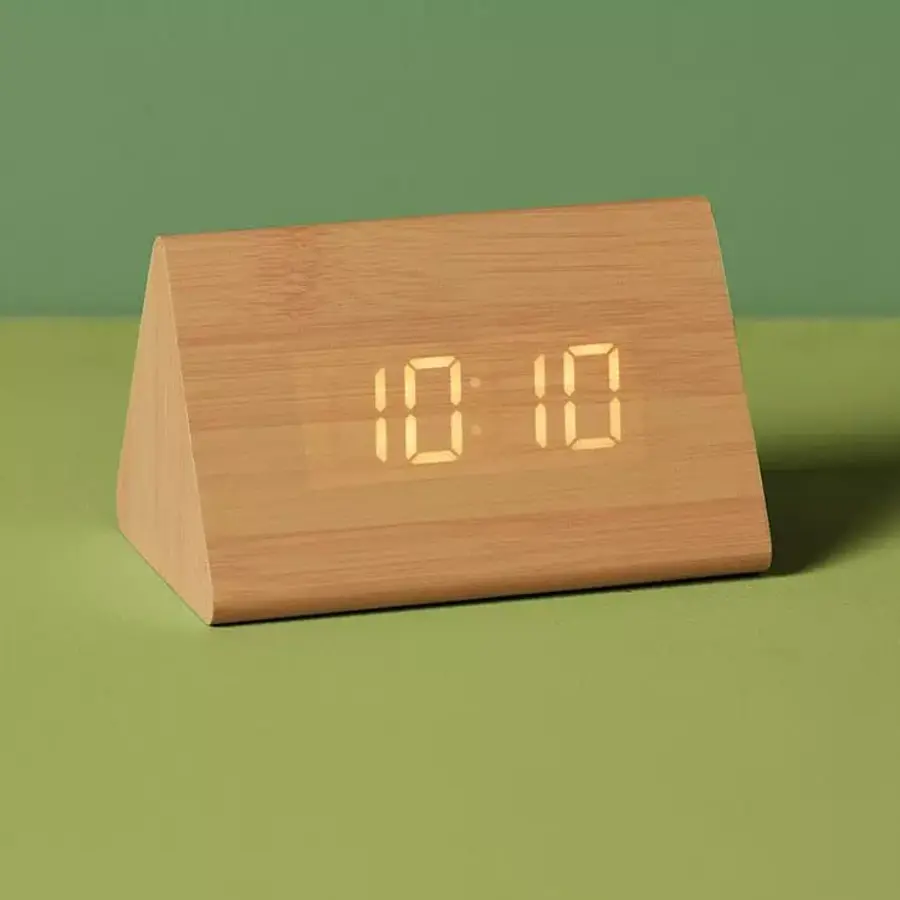Zazitec houten digitale wekker Wake Up met LED display temperatuurweergave alarmfunctie en USB voeding compacte bureau- en nachtkast klok houtlook-1